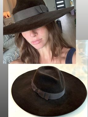Gladys Tamez Dark Brown felt hat gorgeous